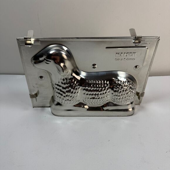 Vtg Original Kaiser Lamb Chocolate Mold with Back 2 Sides Four Clips 9" *WEAR* - Picture 1 of 9